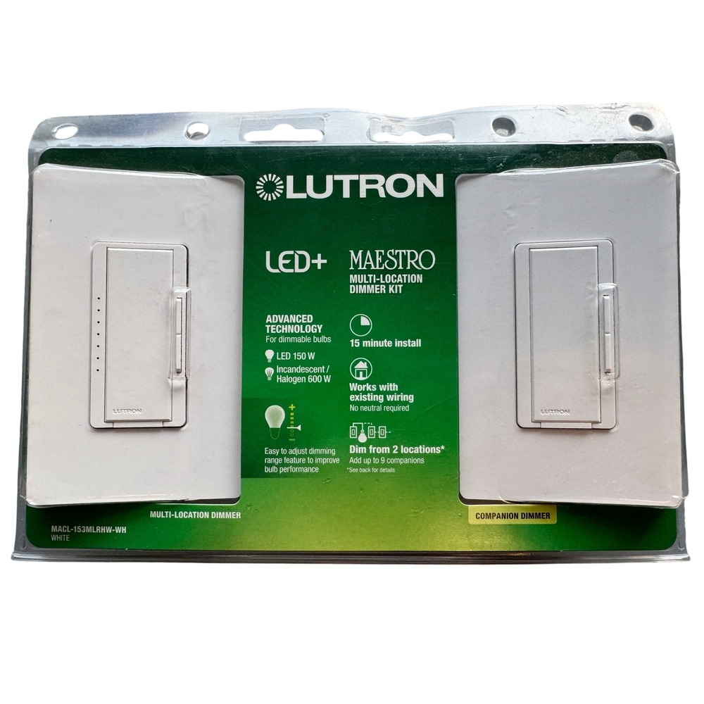 Lutron Maestro LED+ Multi-Location Dimmer Kit White MACL-153MLRHW-WH